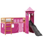 vidaXL Lit mezzanine enfants avec tour rose 90x200 cm bois pin massif