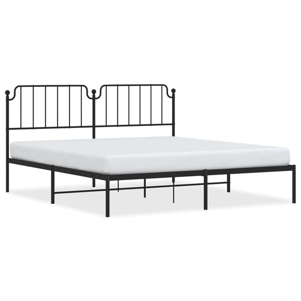 vidaXL Cadre de lit métal avec tête de lit noir 160x200 cm
