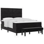 vidaXL Lit à ressorts avec matelas et banc noir 140x190 cm en velours