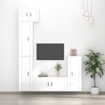 vidaXL Ensemble de meubles TV 5 Pièces Blanc brillant Bois d'ingénierie