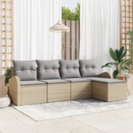 vidaXL Canapé de Jardin de 5 Pièces avec Coussins Beige Rattan Synthétique
