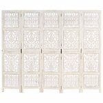 vidaXL Cloison de séparation 5 panneaux Blanc 200x165 cm Bois manguier