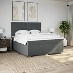 vidaXL Sommier à lattes de lit avec matelas Gris foncé 180x200cm Tissu