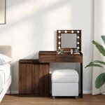 vidaXL Coiffeuse avec LED chêne marron 115x37x110 5 cm