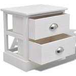 vidaXL Table de chevet en style français 2 Pièces Blanc