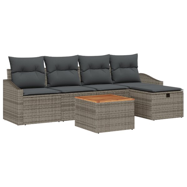 vidaXL Ensemble de 6 pièces de Canapés de Jardin avec Coussins en Poly Rattan Gris