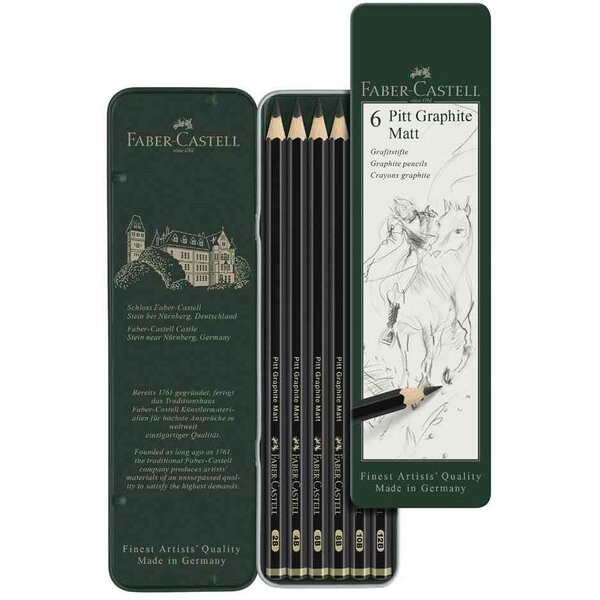 Crayon graphite PITT GRAPHITE Matt  étui de 6 FABER-CASTELL