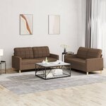 vidaXL Ensemble de canapés 2 Pièces avec coussins Marron Tissu