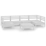 Salon de jardin meuble d'extérieur ensemble de mobilier 7 pièces blanc bois de pin massif 02_0017356