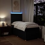 vidaXL Sommier à lattes de lit avec matelas Noir 90x190 cm Tissu