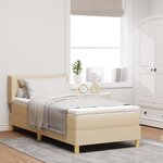 Lit à ressorts vidaXL avec matelas Crème 100x200 cm Tissu