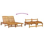 Transat double vidaXL avec roulettes et coussin en bois d'acacia