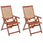 vidaXL Chaises pliables de jardin lot de 2 Bois solide d'acacia Marron