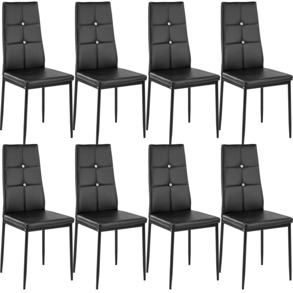 Lot de 8 chaises siège de salon cuisine salle à manger design élégant avec brillant noir 08_0000001