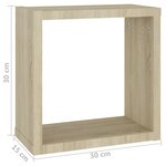 vidaXL Étagères cube murales 2 Pièces chêne sonoma 30x15x30 cm