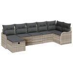 vidaXL Ensemble de canapé de jardin 7 pièces avec coussins Gris clair Poly rotin