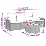 Ensemble de Canapé de Jardin 5 Pièces avec Coussins Gris Rattan Synthétique
