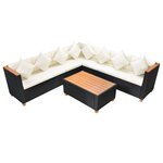 Salon de jardin meuble d'extérieur ensemble de mobilier 5 pièces avec coussins résine tressée noir 02_0016493