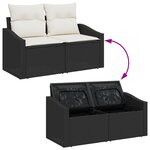 vidaXL Ensemble de salle à manger de jardin de 7 pièces avec coussins en poly rattan noir