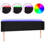 vidaXL Tête de lit à LED Noir 203x16x78/88 cm Tissu