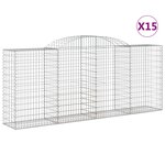 vidaXL Paniers à gabions arqués 15 Pièces 300x50x120/140 cm fer galvanisé
