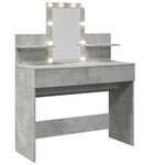 vidaXL Coiffeuse avec LED gris béton 100x40x130 cm
