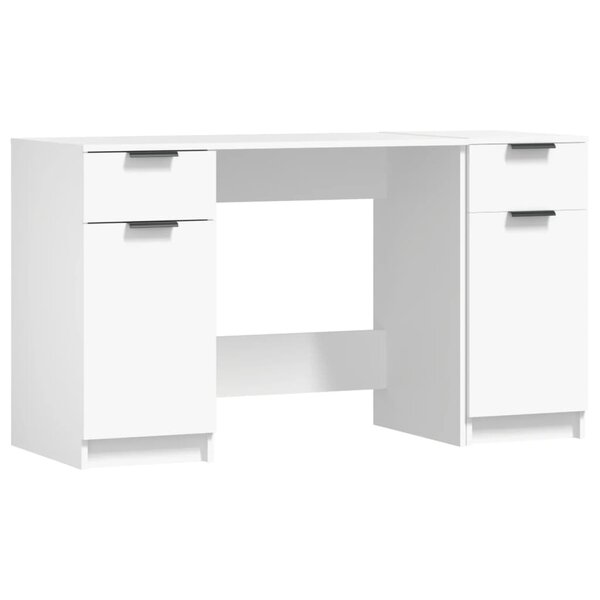 vidaXL Bureau avec armoire latérale Blanc Bois d'ingénierie