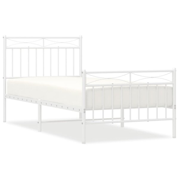 vidaXL Cadre de lit métal sans matelas avec pied de lit blanc 90x190cm