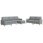 vidaXL Ensemble de canapés 3 Pièces avec repose-pied gris clair tissu