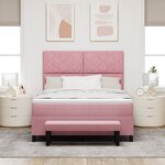 vidaXL Lit à ressort avec matelas & banc rose 140x190 cm en velours