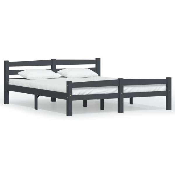 vidaXL Cadre de lit sans matelas gris foncé pin massif 160x200 cm