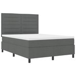 vidaXL Lit à ressorts avec matelas et LED Gris foncé 140x190 cm Tissu