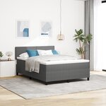 vidaXL Lit à ressorts avec Matelas & Lumière LED Gris 160x200 cm Tissu en velours côtelé