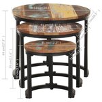 vidaXL Tables d'appoint 3 Pièces Bois de récupération massif