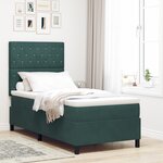Lit Box Spring vidaXL avec Matelas Vert Foncé 90x200 cm Velours