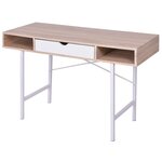 Bureau table meuble travail informatique bureau avec 1 tiroir chêne et blanc 0502072