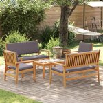 Ensemble de canapé de jardin 5 pièces vidaXL avec coussins en bois d'acacia massif
