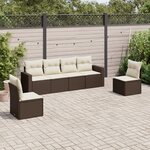 vidaXL Salon de jardin avec coussins 6 Pièces marron résine tressée