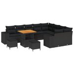 Ensemble de canapé de jardin 12 pièces vidaXL avec coussins  rotin synthétique noir  acacia