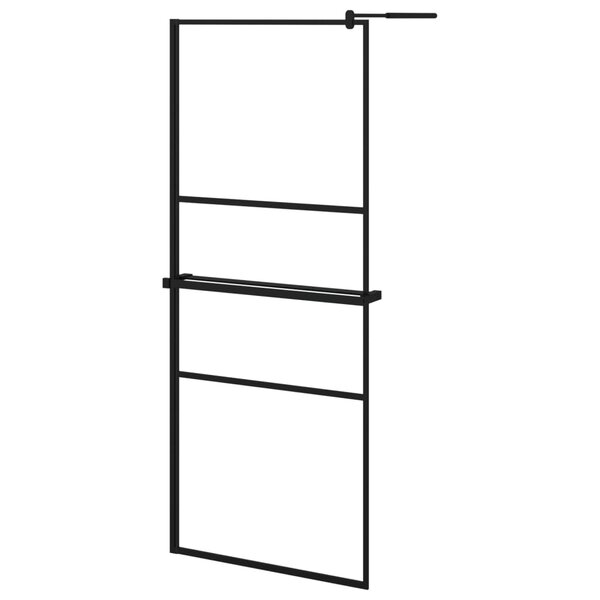 vidaXL Paroi de douche avec étagère Noir 80x195 cm Verre ESG&Aluminium