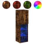 vidaXL Meubles TV avec lumières LED 2 Pièces chêne fumé 30 5x30x102 cm