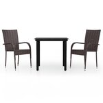 vidaXL Ensemble de salle à manger d'extérieur 3 Pièces Marron et noir