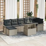 vidaXL Ensemble de canapé de jardin de 8 pièces avec coussins en rattan poly léger