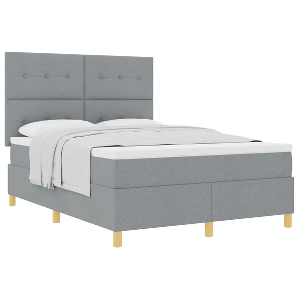 vidaXL Lit à sommier avec matelas gris clair 140x200 cm tissu