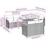 Ensemble de Canapé de Jardin 9 Pièces avec Coussins Marron en Rotin Poly