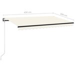 vidaXL Auvent automatique avec capteur de vent et LED 450x300 cm Crème