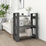 vidaXL Bibliothèque/Séparateur de pièce Gris 80x35x91 cm Pin solide