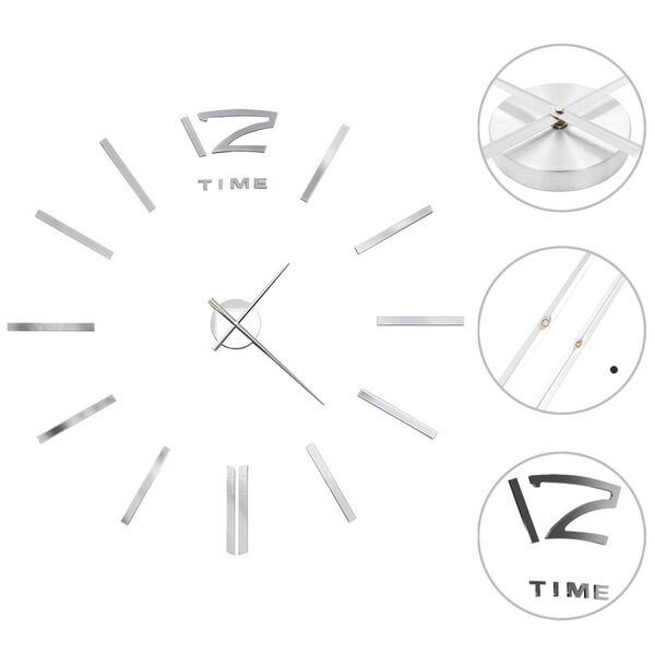 vidaXL Horloge murale 3D Design moderne 100 cm XXL Argenté