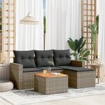 vidaXL Salon de jardin 5 Pièces avec coussins gris résine tressée