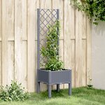 vidaXL Jardinière avec treillis gris 40x40x142 cm PP